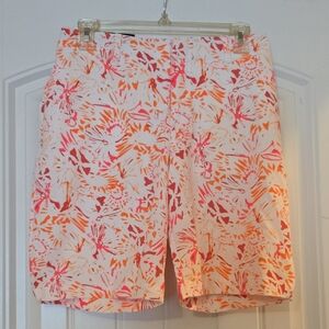 Under Armour Women's Splatter Print Shorts in White, Pink, & Orange